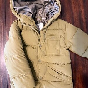 Olive Green Puffer Jacket with Hood-3T/4T